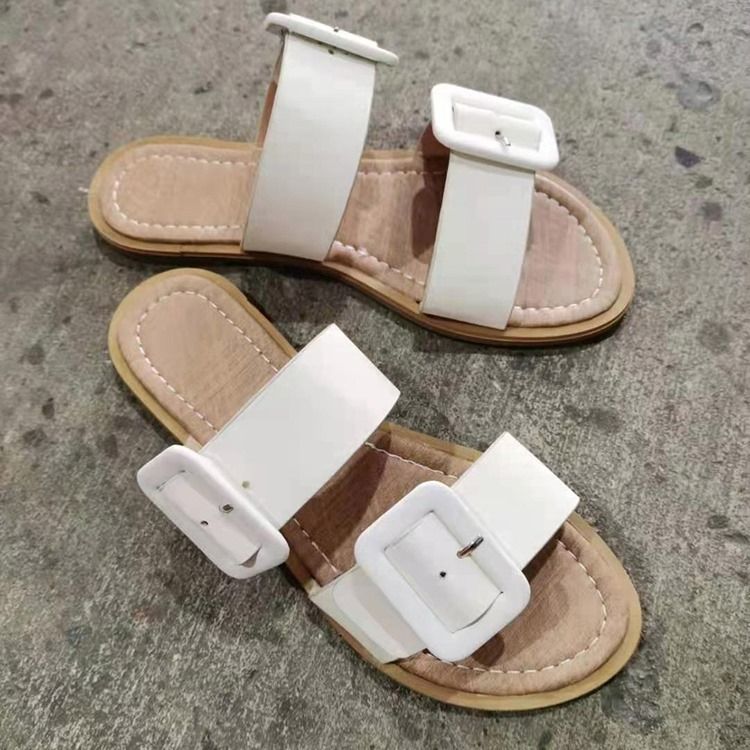 Slip-On Platt Med Spänne Damtofflor