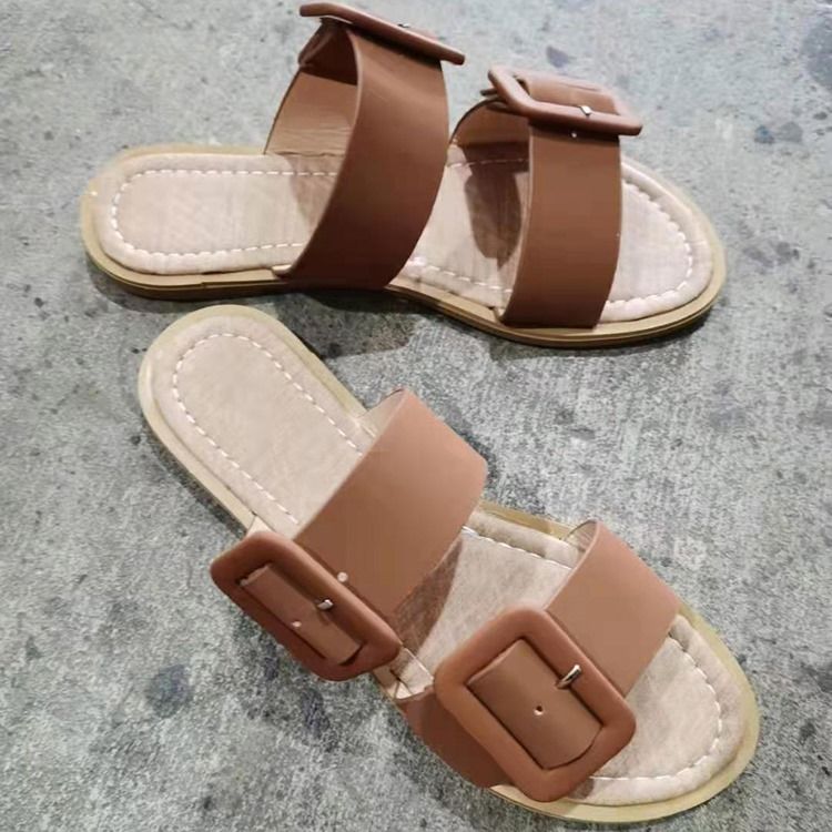 Slip-On Platt Med Spänne Damtofflor