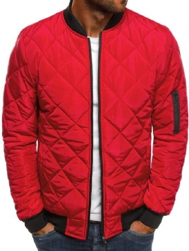 Color Block Patchwork Standard Casual Dunjacka Med Dragkedja