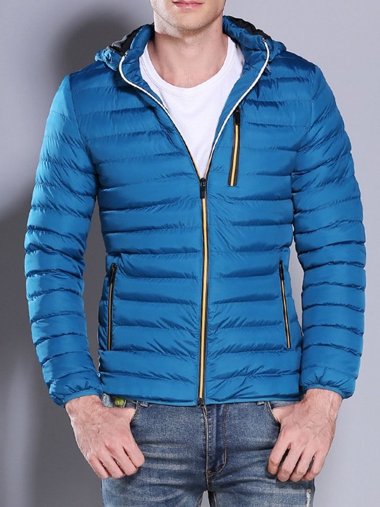 Hooded Standard Zipper Casual Zipper Down Jacket