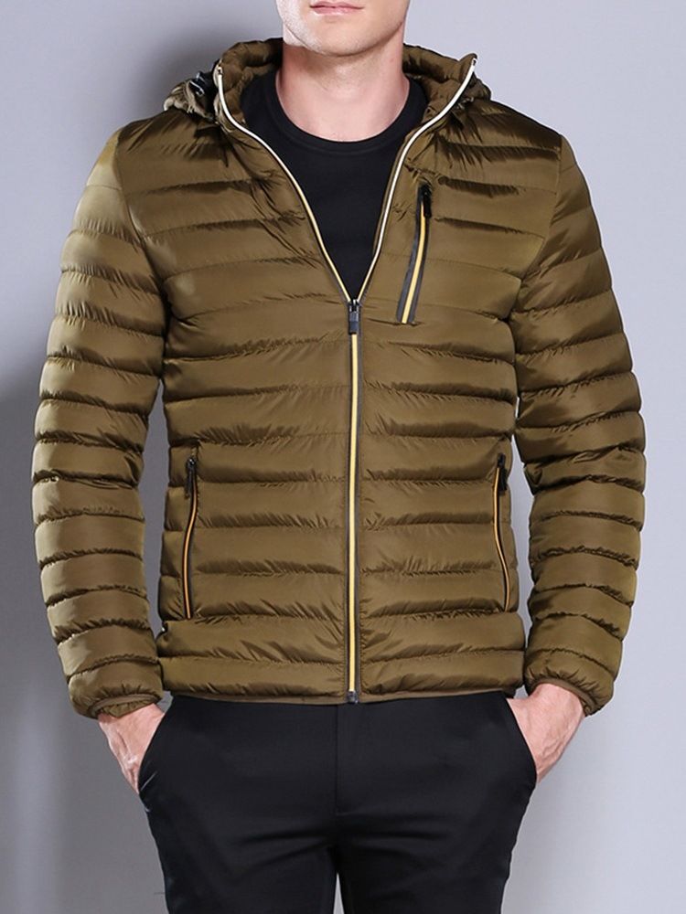 Hooded Standard Zipper Casual Zipper Down Jacket