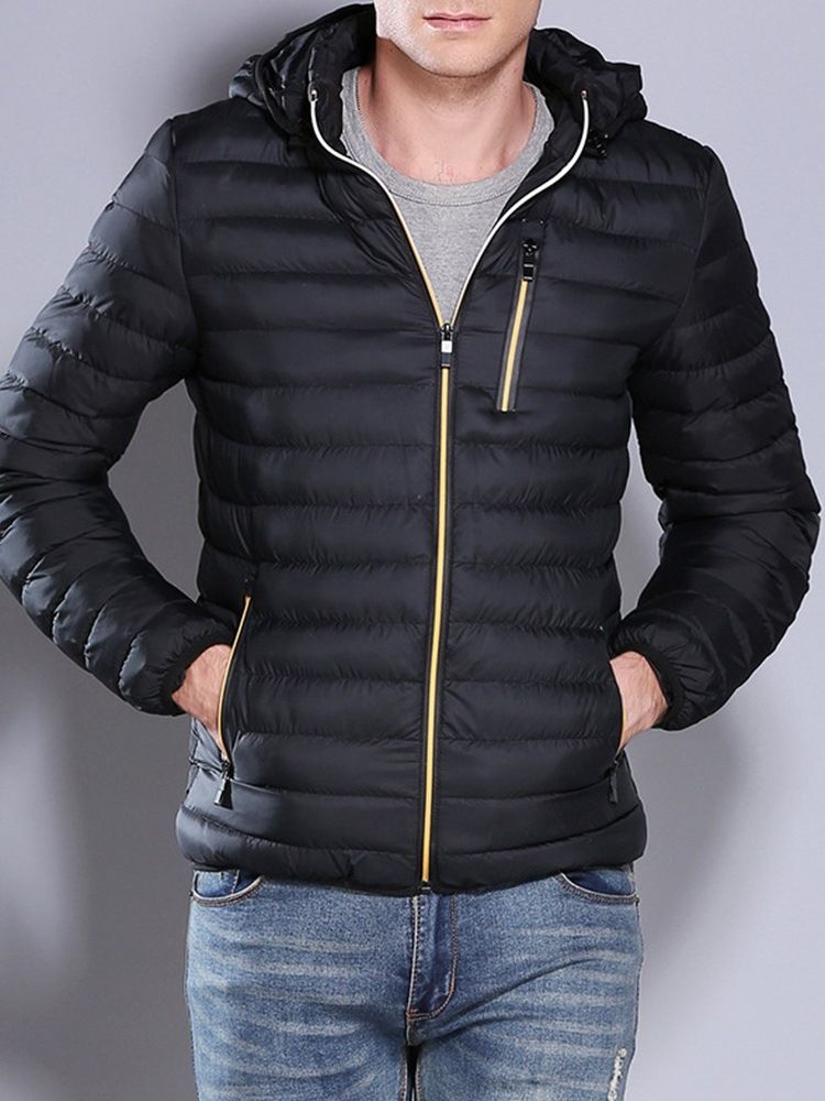 Hooded Standard Zipper Casual Zipper Down Jacket