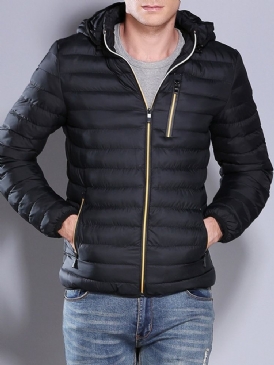 Hooded Standard Zipper Casual Zipper Down Jacket