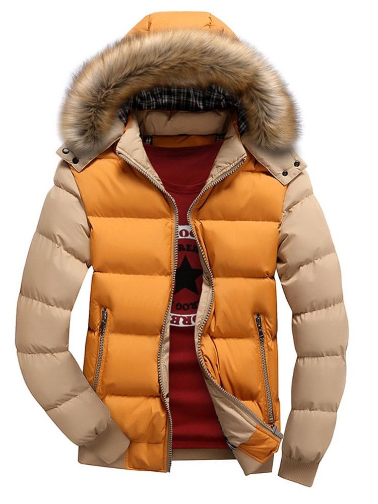 Standard Stativkrage Color Block European Zipper Down Jacket