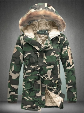 Zip Camouflage Thicken Warm Vinterkappa För Män