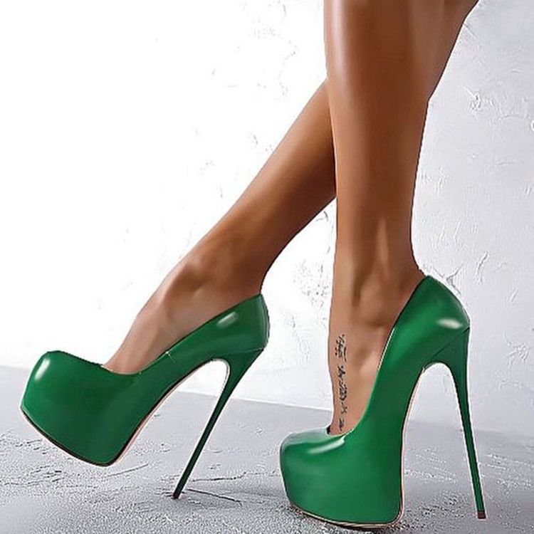 Greenery Sky High Platform Heels Pumps