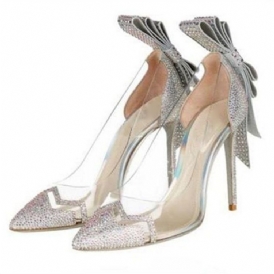 Rhinestone Slip-On Stiletto Heel Pumps Med Pilbåge