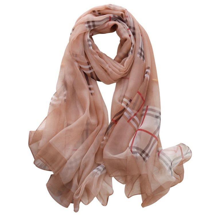 Chiffong Charmeuse Pläd Scarf