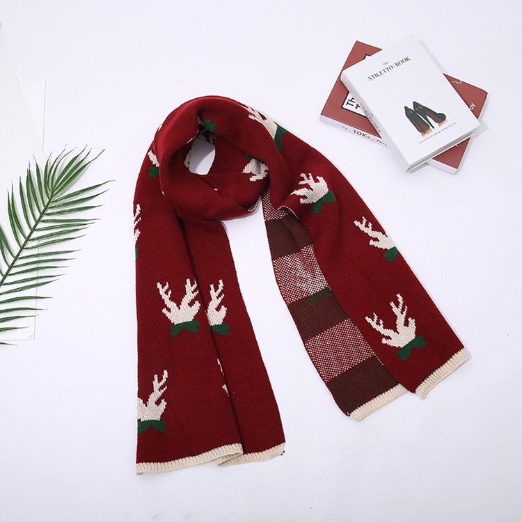 Christmas Deer Print Cartoon Scarves