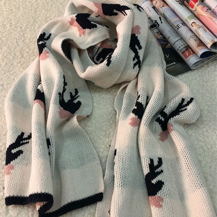 Christmas Deer Print Cartoon Scarves