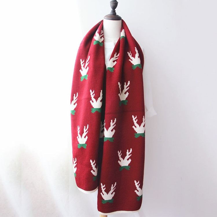 Christmas Deer Print Cartoon Scarves