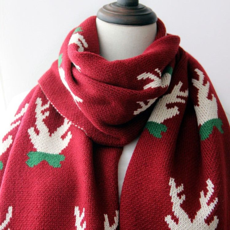 Christmas Deer Print Cartoon Scarves