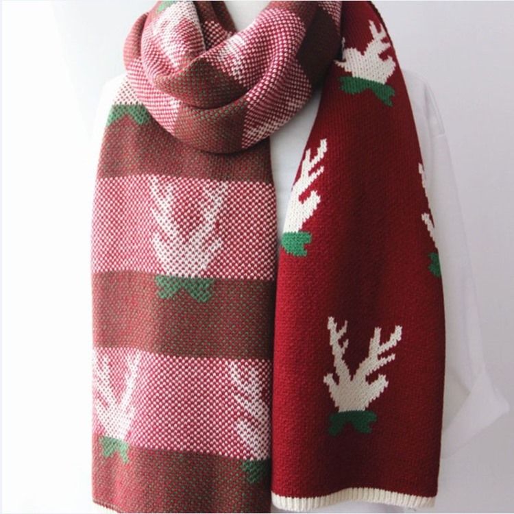 Christmas Deer Print Cartoon Scarves