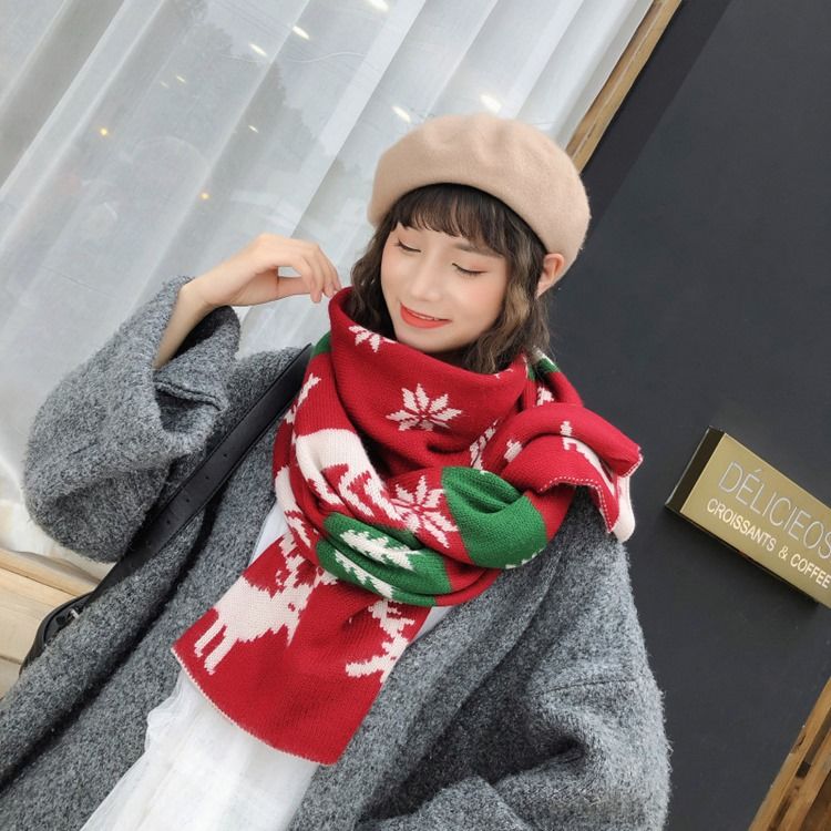 Christmas Scarf Woolen Garn Cartoon Scarves