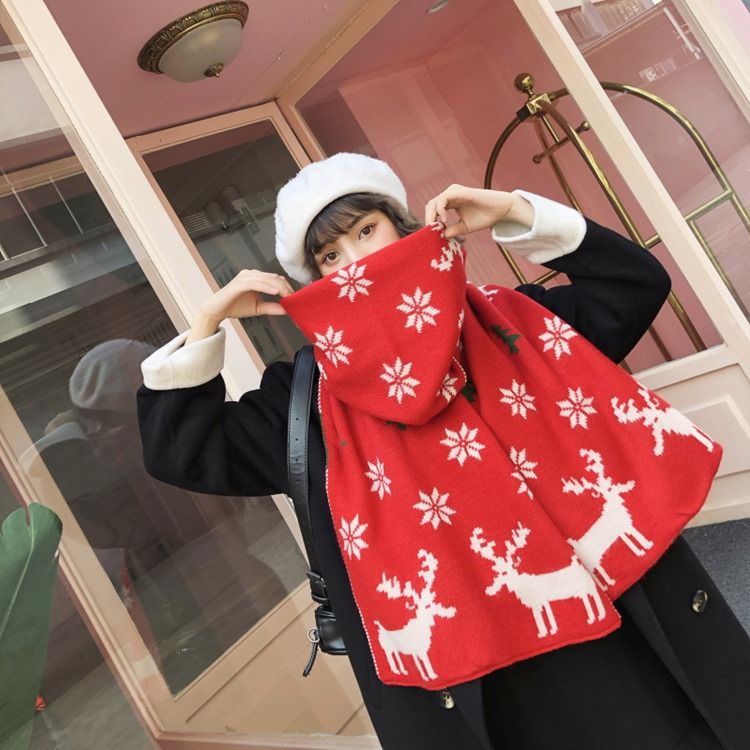 Christmas Scarf Woolen Garn Cartoon Scarves