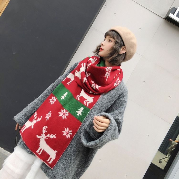 Christmas Scarf Woolen Garn Cartoon Scarves