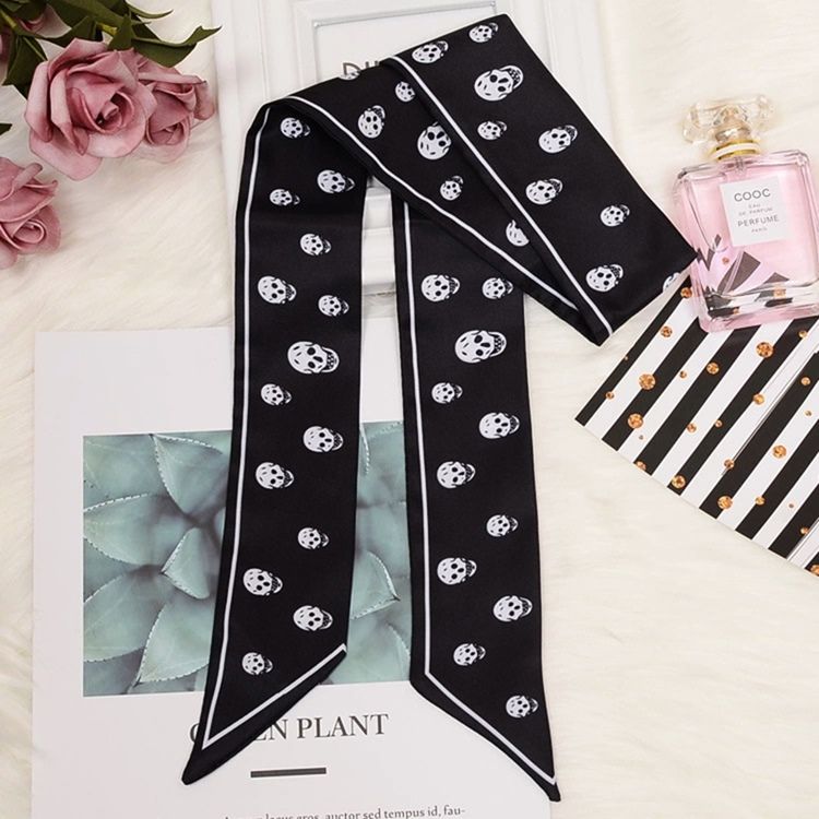 Skull Svart Vit Huvudväska Arm Silk Scarf