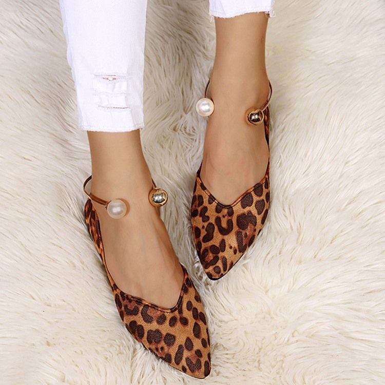 Beads Slip-On Block Heel Leopard Tunna Skor