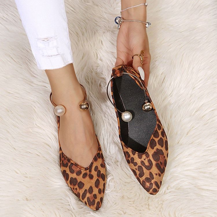 Beads Slip-On Block Heel Leopard Tunna Skor