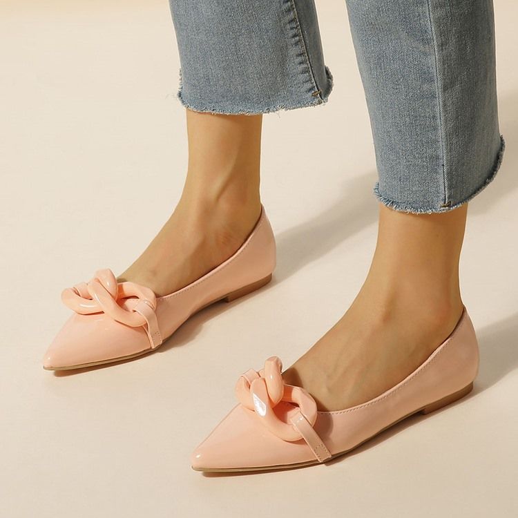 Spetsiga Tå Slip-On Block Heel Casual Tunna Skor