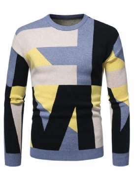 Casual Standard Patchwork Color Block Vintertröja