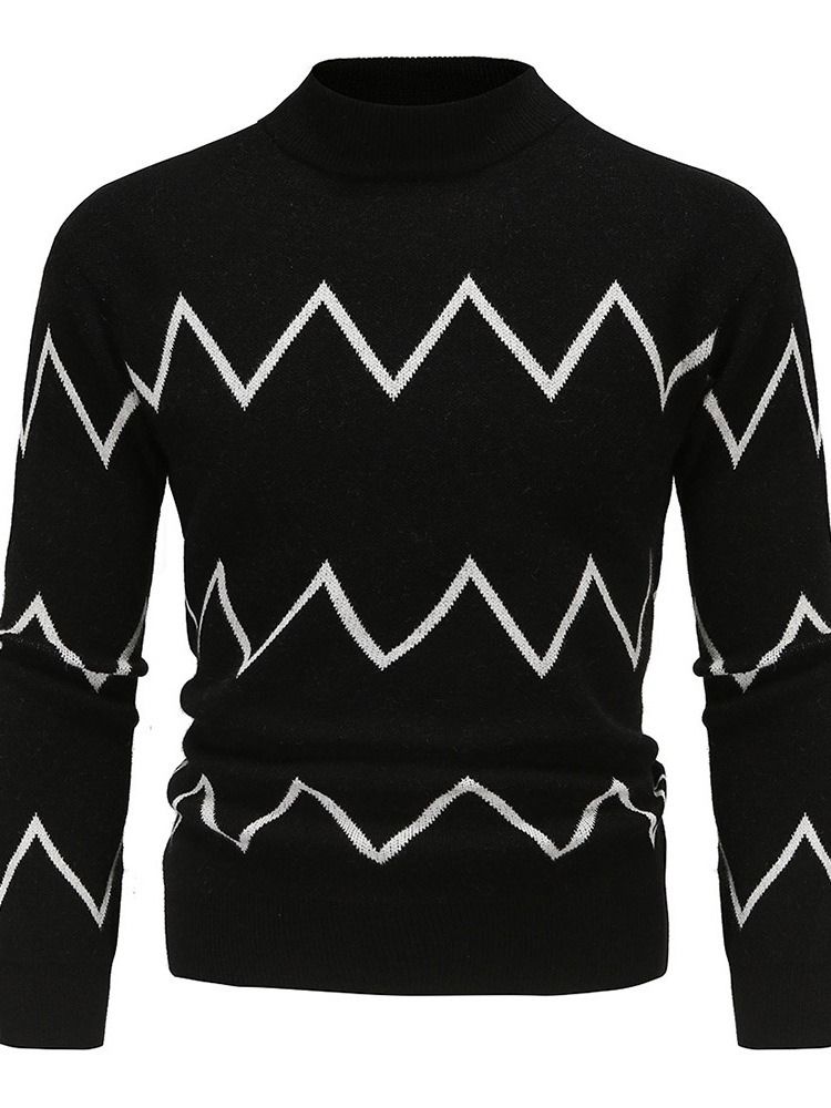 Print Standard Stativkrage Slim Fall Sweater