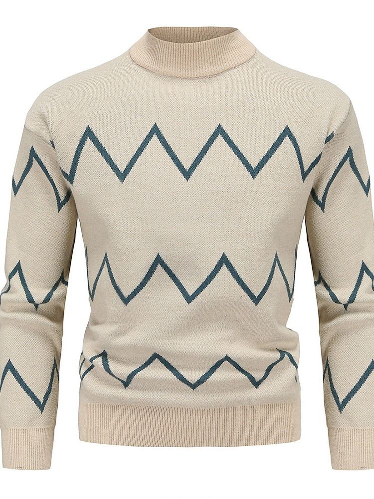 Print Standard Stativkrage Slim Fall Sweater