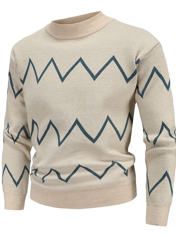 Print Standard Stativkrage Slim Fall Sweater