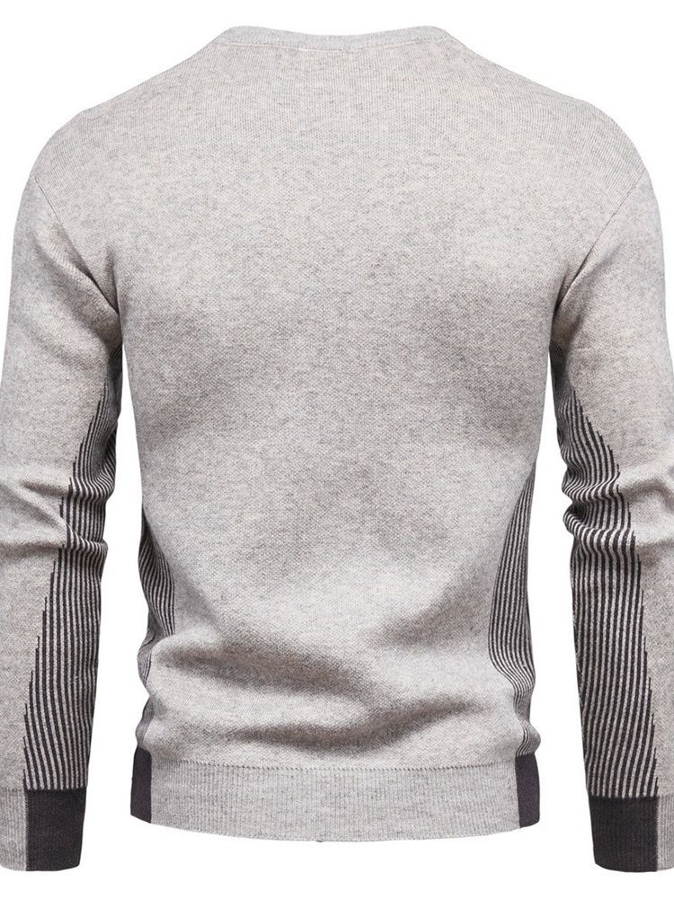 Randig Standard Rundhalsad Casual Slim Sweater