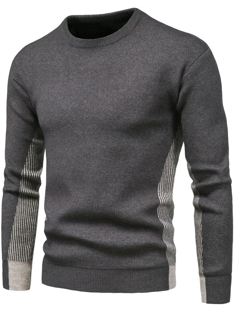 Randig Standard Rundhalsad Casual Slim Sweater