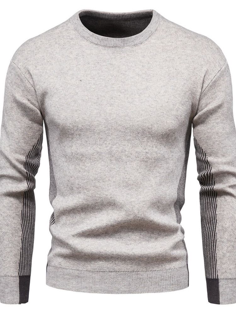 Randig Standard Rundhalsad Casual Slim Sweater