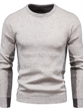 Randig Standard Rundhalsad Casual Slim Sweater