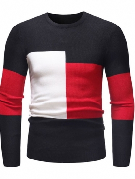 Rund Hals Patchwork Color Block Casual Slim Sweater