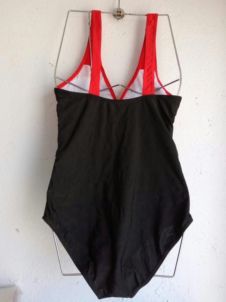 Elegant Colour Block Plisserad Monokini