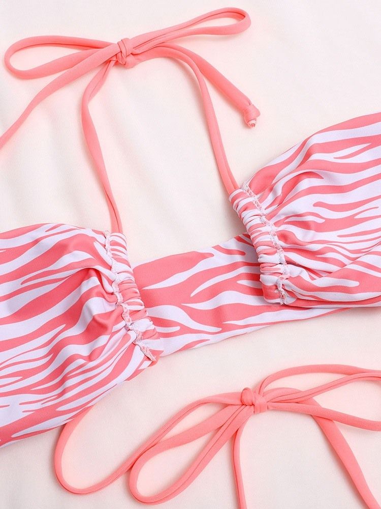 Sexig Lace-Up Zebra Stripe Badkläder Bikini