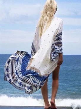 Vogue Blommig Geometriska Long Beach Cover Ups