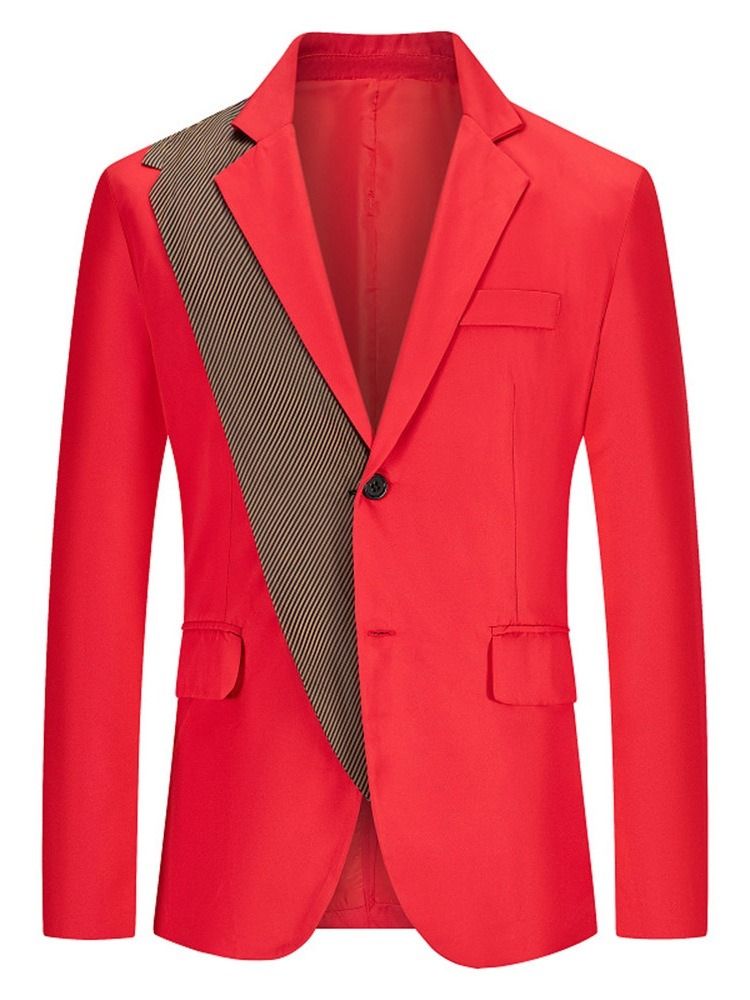 Color Block Slim Notched Lapel Leisure Blazer