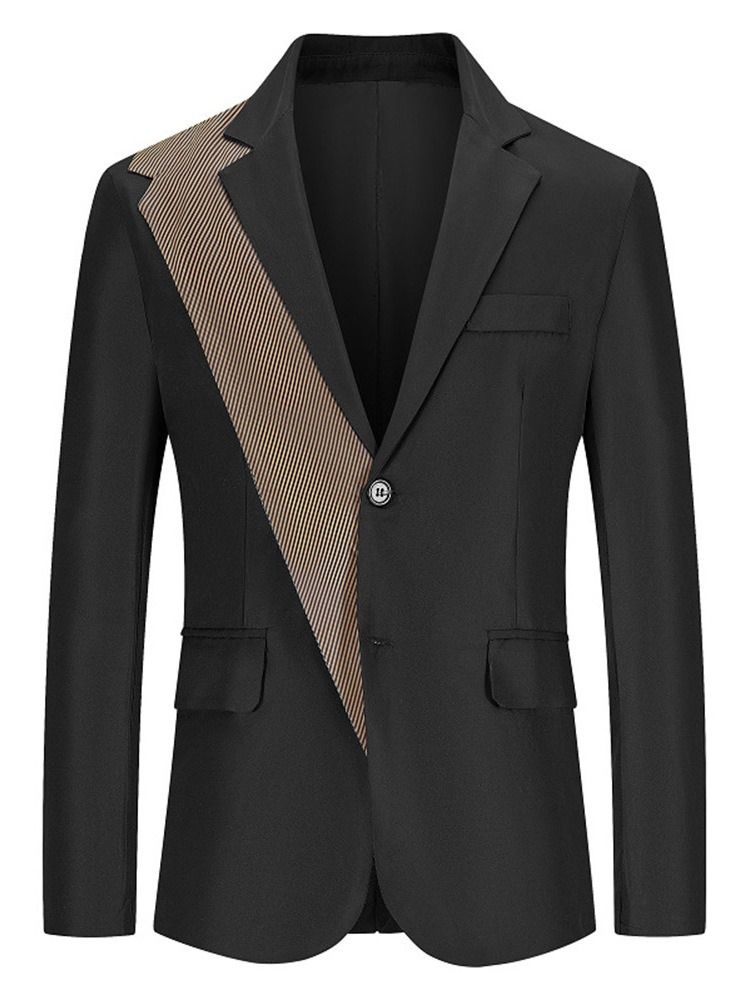 Color Block Slim Notched Lapel Leisure Blazer