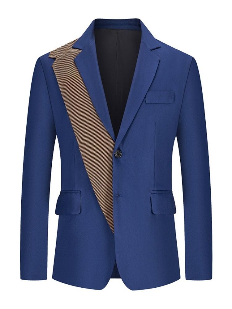 Color Block Slim Notched Lapel Leisure Blazer