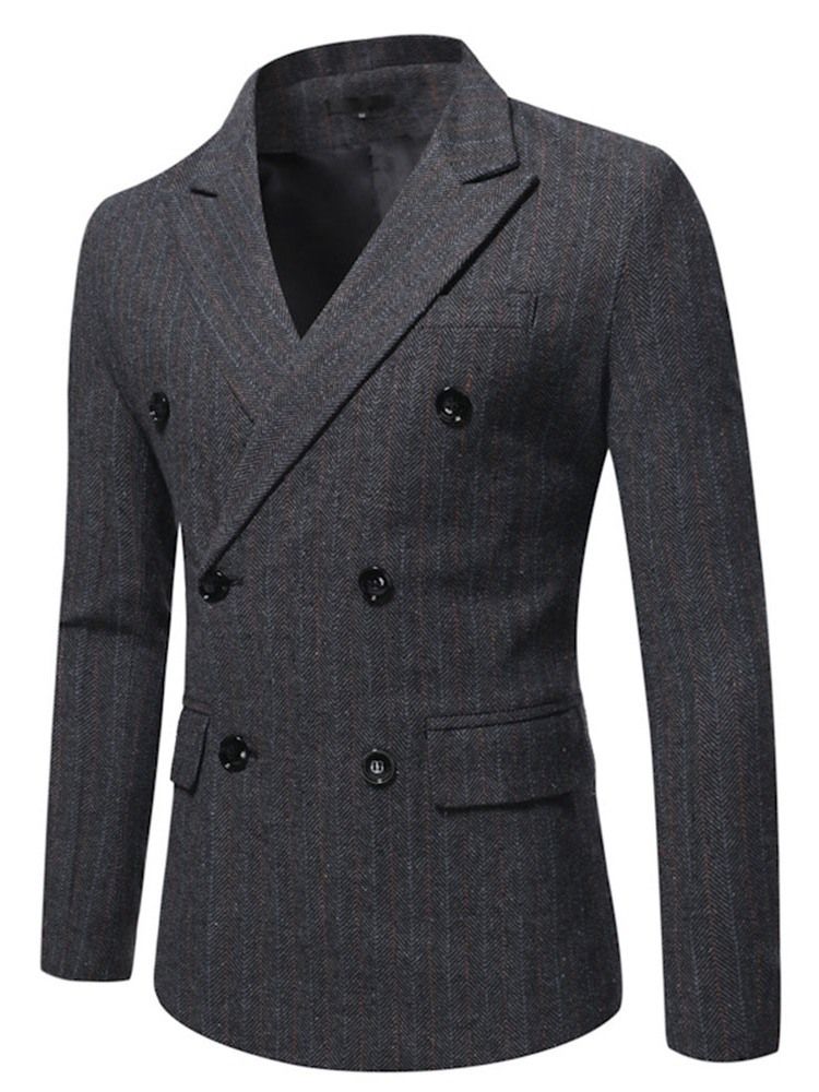 Dubbelknäppt Skårad Lapel Stripe Blazer