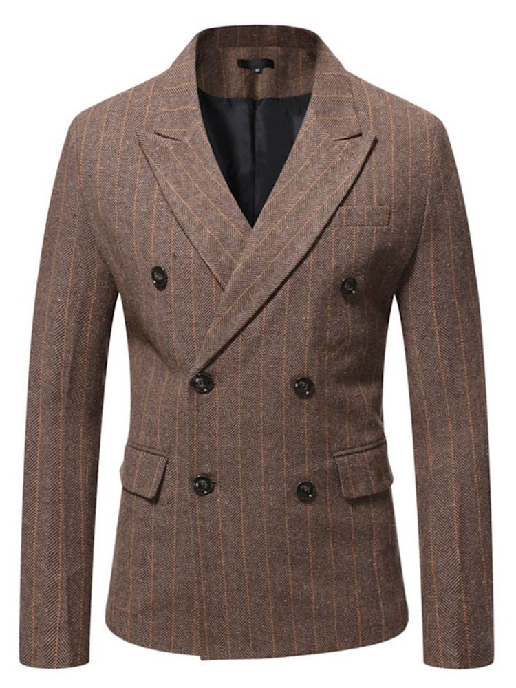 Dubbelknäppt Skårad Lapel Stripe Blazer