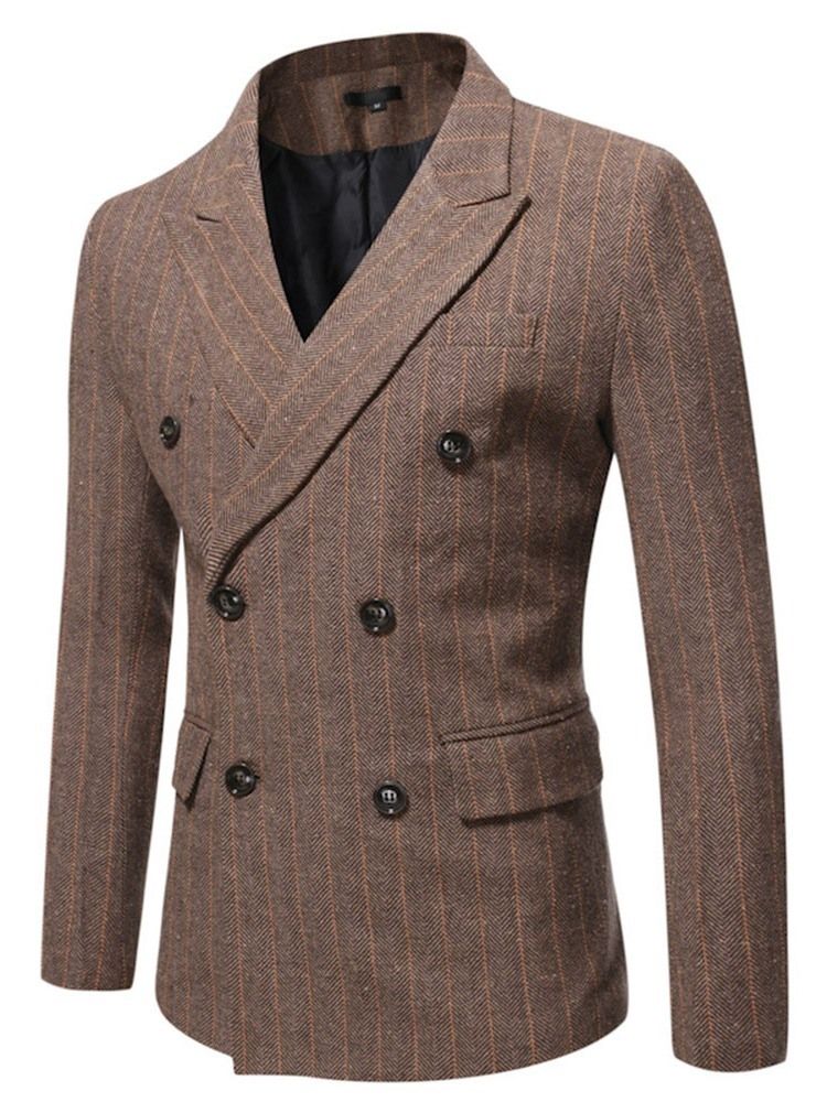 Dubbelknäppt Skårad Lapel Stripe Blazer