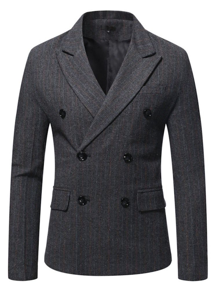 Dubbelknäppt Skårad Lapel Stripe Blazer