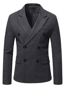 Dubbelknäppt Skårad Lapel Stripe Blazer