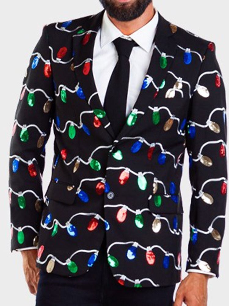 European Print Notched Lapel Leisure Blazer