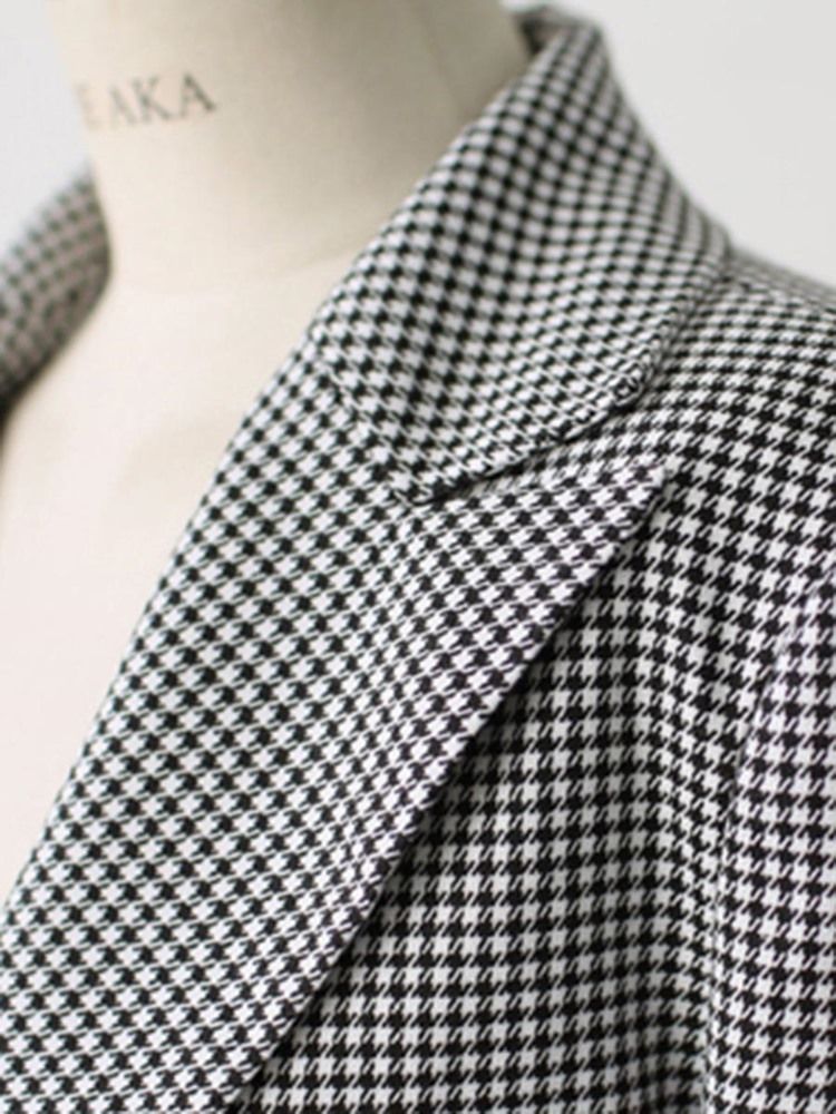 Houndstooth Blazer Damer Slim Houndstooth One Button Dam Blazer