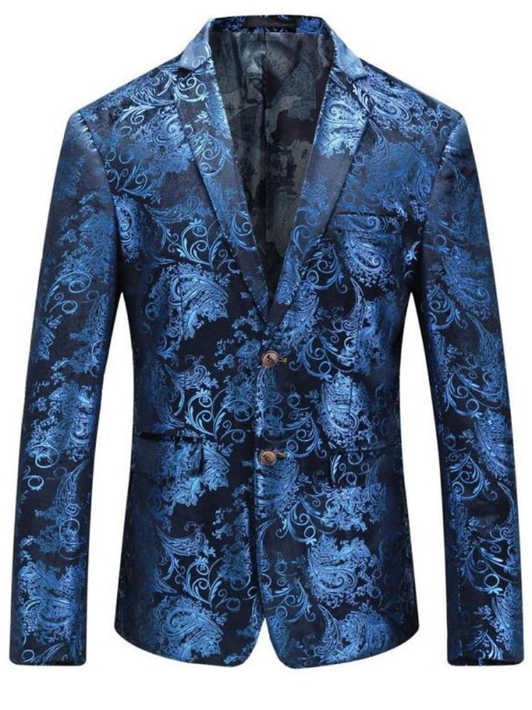 Lapel Slim Classic Print Herr Blazer