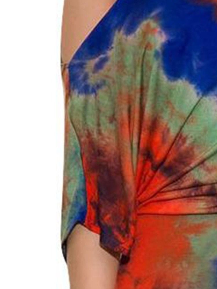 Sexig Tie-Dye Bodycon Damkostym T-Shirt Och Kjol I Två Delar