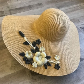 Broderi Blommig Solhatt