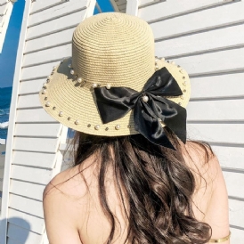 Pearl Bowknot Solhatt